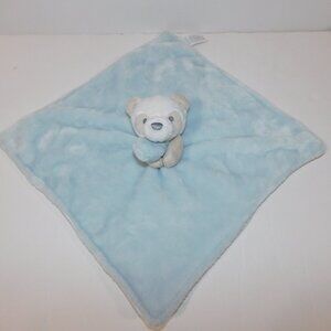 Carters Tan White Teddy Bear Blue Striped Plush Security Blanket Baby lovey Nunu